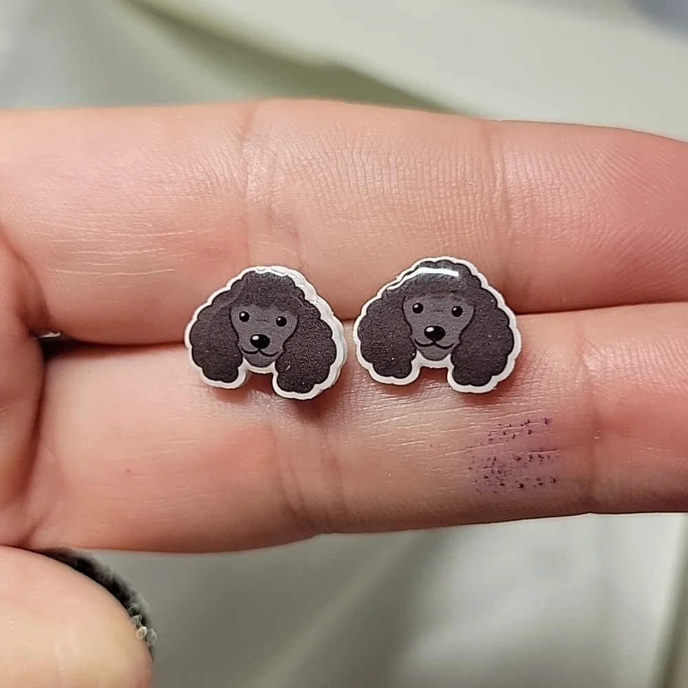 Chocolate Poodle Stud Earrings